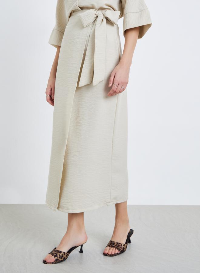 Styli Women Off White Wrap Maxi Skirt - Image 1